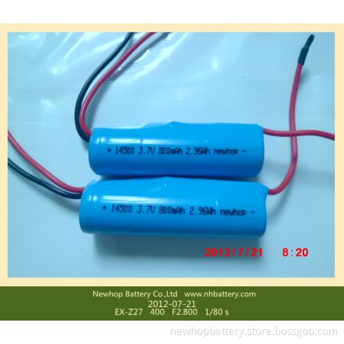 Lithium Ion Battery 14500 3.7V 800mAh for Toys